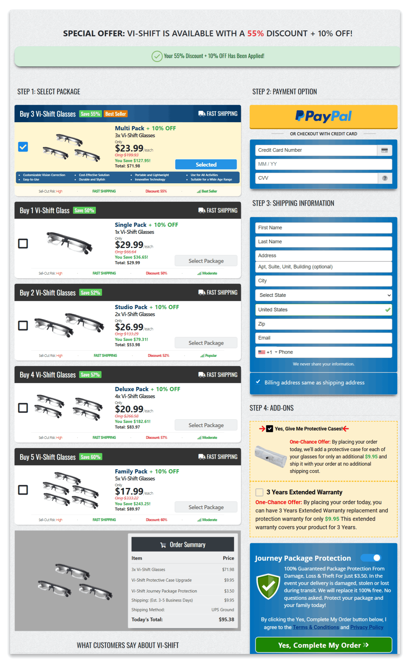 Vi Shift secure checkout page